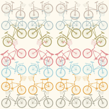 Pattern with stylish bicycles