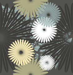 Seamless pattern with stylish chamomile flowers