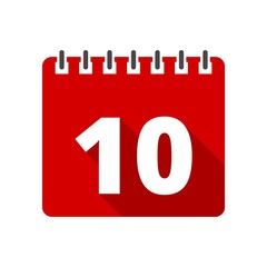 Calendar icon with long shadow - number 10