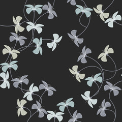Seamless pattern with stylish flowers on black background