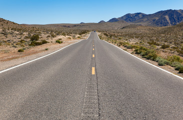 Road through desert to Death Valley, California, USA