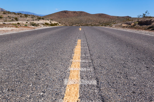 Road through desert to Death Valley, California, USA
