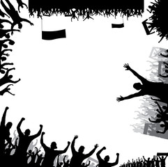 Posters with cheering athletes and fans