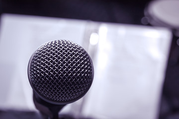 microphones on lyric background.