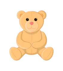 Cute teddy bear, soft toy, vector illustration