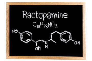 Blackboard with the chemical formula of Ractopamine