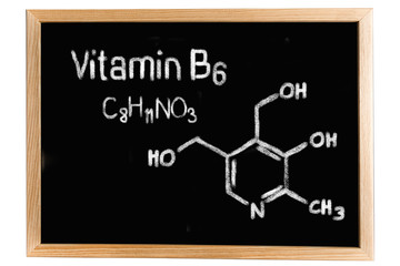 Blackboard with the chemical formula of Vitamin B6