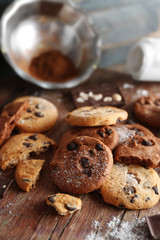 Chocolate chip cookies on cutting board