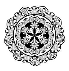 Black and white mandala vector for coloring, mandala in bianco e nero vettoriale da colorare