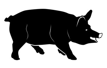 Illustration noir d'un cochon - Logo idéal pour une boucherie ou charcuterie