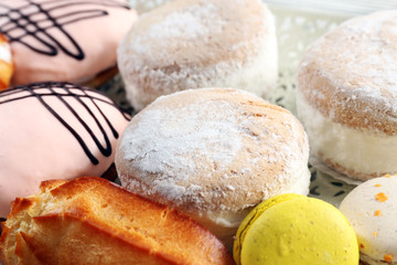 fresh delicious cakes, closeup