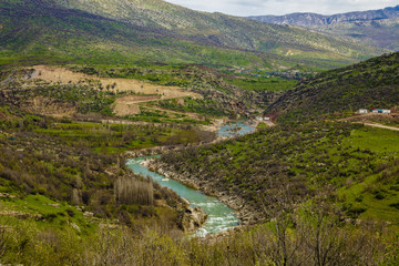 Flowing water in Iraqi countryside near Erbil city