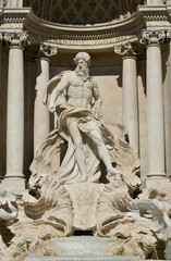 Fototapeta na wymiar Oceanus god from beautiful Trevi Fountain, in the center of Rome