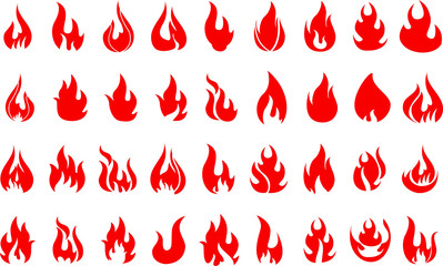 Red fire flat icons