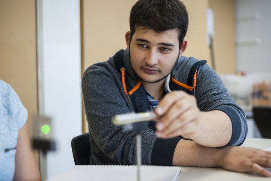 Vocational school student in physics class