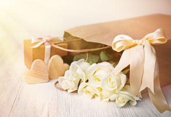 Beautiful romantic composition with flowers. St. Valentines Day concept