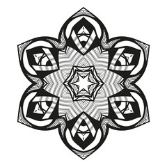 Mandala. Ethnic decorative element. Round ornament. Ethnic Amulet. Islam, Arabic, Indian, ottoman motifs. Coloring element. Hand drawn background