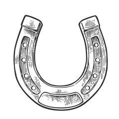 Horseshoe. Vintage vector engraving illustration for info graphic, poster, web. Black on white background - 106738296