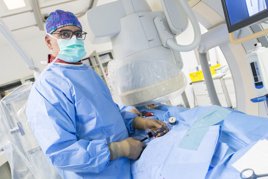 Interventional radiologist at surgery