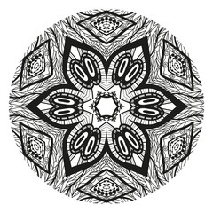 Mandala. Ethnic decorative element. Round ornament. Ethnic Amulet. Islam, Arabic, Indian, ottoman motifs. Coloring element. Hand drawn background