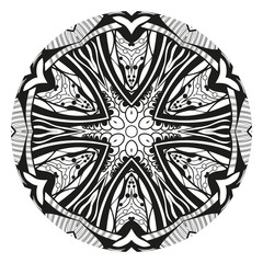 Mandala. Ethnic decorative element. Round ornament. Ethnic Amulet. Islam, Arabic, Indian, ottoman motifs. Coloring element. Hand drawn background