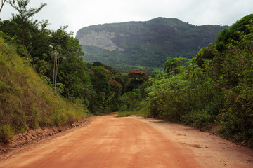 Fototapeta na wymiar ground road through the mountains