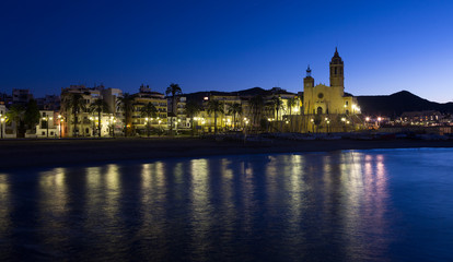 Fototapeta na wymiar Seaside of Sitges in early morning