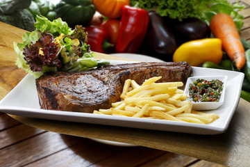 Grilled meat with trimmings