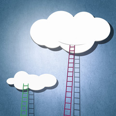 Ladder to cloud in sky