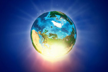 Globe on blue backdrop