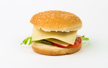 Big hamburger isolated on white background