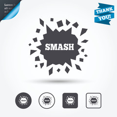 Cracked hole icon. Smash or break symbol.