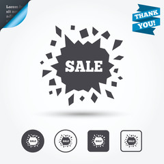 Sale icon. Cracked hole symbol.
