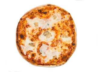 Original Italian Pizza Four Cheese isolated on white. The restau