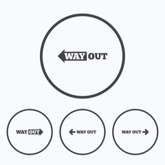 Way out icons. Left and right arrows symbols.