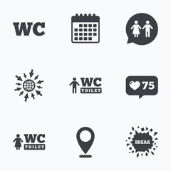 WC Toilet icons. Gents and ladies room.