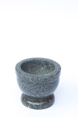 Stone mortar on white background