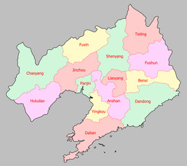 Map of Liaoning Province, China