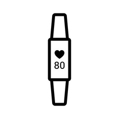 Fitness activity tracker with heartbeat monitor line art icon for apps and websites