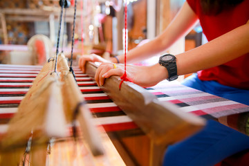 Traditional hand weaving in laos