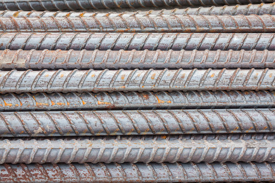 Stack of the metal rusty or steel rod