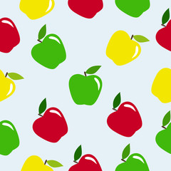 Seamless pattern of beautiful colored apples