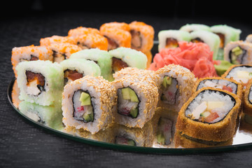 set of sushi and rolls