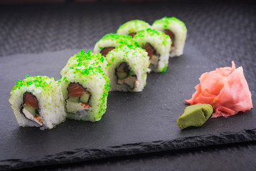 Sushi roll with salmon