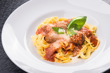pasta tagliatelle with meat balls