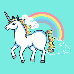 Cartoon doodle unicorn