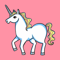 Cartoon doodle unicorn