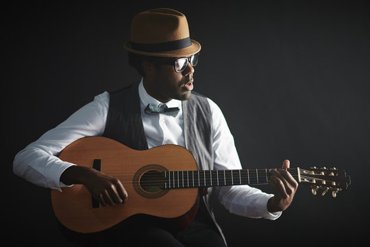 Playing guitar