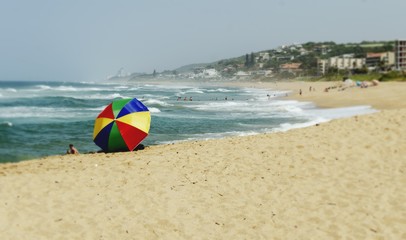 colorful umbrella on a sunny beach Ocean