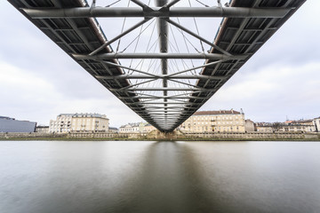 Under the footbridge connecting historic districts Kazimierz and
